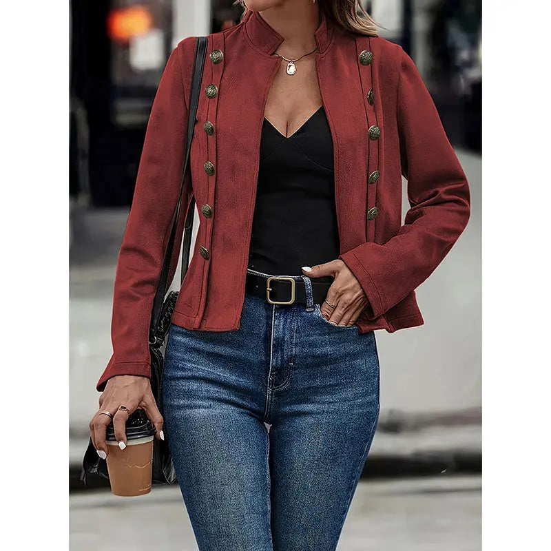 Women's Faux Suede Blazer - Long Sleeve Notch Lapel Open Front Jacket, Casual Business Office Blazer Lady T Fashions