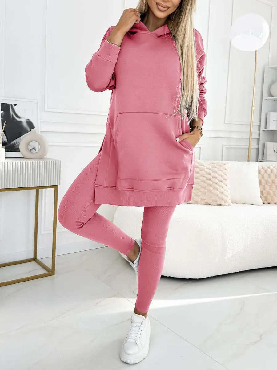 Sports Casual Hooded Sweater Thickened Underwear Leggings Two-piece Suit Lady T Fashions