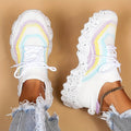 Women's Flying Woven Walking Shoes, Fashion Lace Up Outdoor Casual Sneakers, Breathable Weaving Sneakers Lady T Fashions