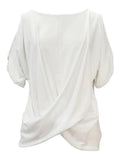 Summer New White Short-sleeved T-shirt With Irregular Kink On It Lady T Fashions