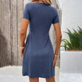 Womens Casual Summer Twist Front V Neck Short Sleeve Mini Dress Lady T Fashions