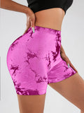 3 PACK Tie Dye Active Wear Shorts, Women Workout Shorts, High Waisted Contour Gym Yoga Biker Shorts, V Back Booty Biker Workout Gym Running Shorts Lady T Fashions