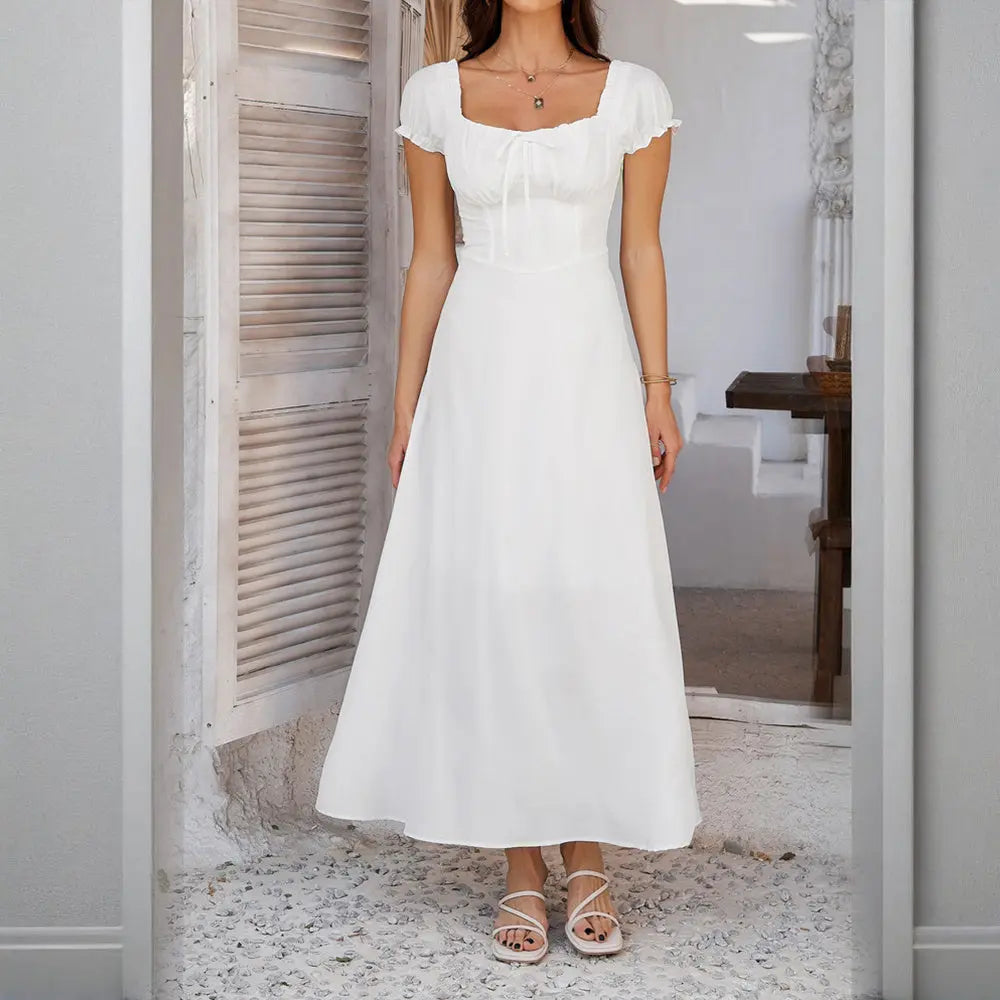 Women's Bohemian Backless Maxi Dress Flowy Ruffled Beach Dress With Adjustable Belt Summer Vacation Boho Dress For Casual Outings Lady T Fashions