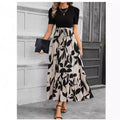 Floral Print Round Neck Exotic Vacation Style Elegant Dress Lady T Fashions