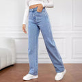 Washed Fashion Straight Jeans Women's Mid Waist Lady T Fashions