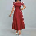 Women's Elegant Short Sleeve Maxi Dresses Casual Empire Waist Long Dress Lady T Fashions