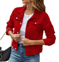 Solid Color Fashion Slim Lapel Denim Jacket Lady T Fashions