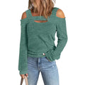 Womens Cold Shoulder Top Cut Out Long Sleeve Basic T Shirts Casual Blouse Tshirts Lady T Fashions