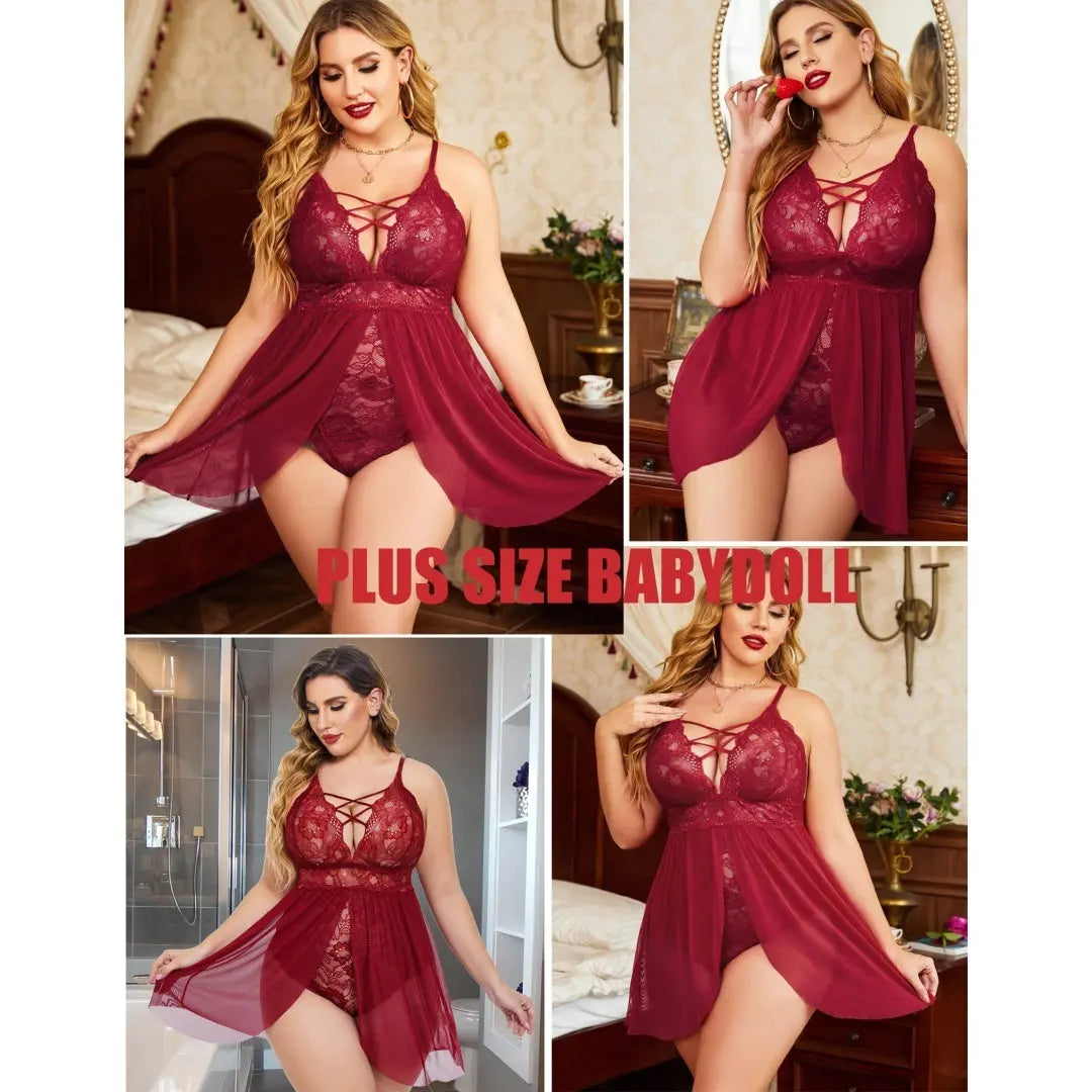 Plus Size Babydoll Womens Snap Crotch Lingerie V NeckLace Nighty Sleepwear Womenswear Comfort BasicMinimalist Spaghetti Strap Lingerie For Women Nightgown Lady T Fashions