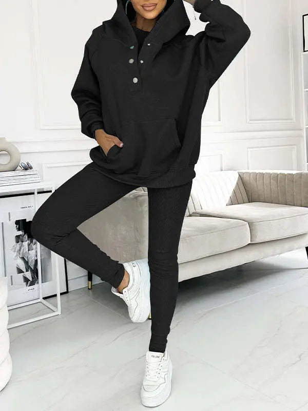 Women's Solid Color Vest Hoodie And Pants Set Lady T Fashions