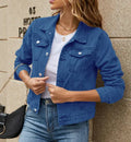 Solid Color Fashion Slim Lapel Denim Jacket Lady T Fashions