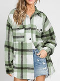 Women's Plaid Buckle Jacket Casual Fashion Long Sleeve Coat Lady T Fashions