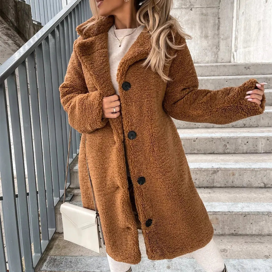 Women's Long-sleeved Lapel Plush Jacket Top Lady T Fashions