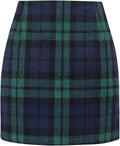 Women's High Waist Plaid Tight Pencil Wool Mini Skirt Lady T Fashions