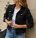 Solid Color Fashion Slim Lapel Denim Jacket Lady T Fashions