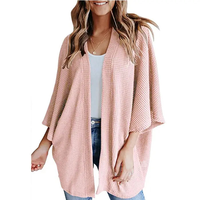 Bat Sleeve Waffle Gerson Women's Cardigan Lady T Fashions