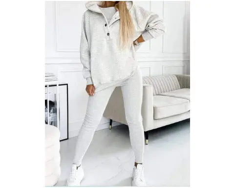 Women's Solid Color Vest Hoodie And Pants Set Lady T Fashions