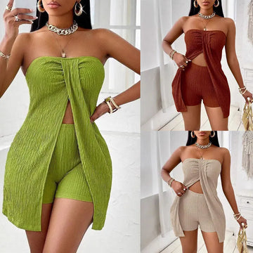 Women's Strapless Bandeau Top Shorts Suit Lady T Fashions