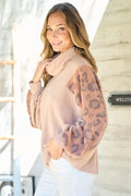 Hailey & Co Leopard Sleeve Color Block Knit Top Lady T Fashions