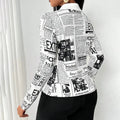 Women's Long Sleeve Casual Shirt - Spring&Fall Slim Fit Printed Blouse With Single Button Placket Lady T Fashions