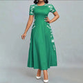 Women's Elegant Short Sleeve Maxi Dresses Casual Empire Waist Long Dress Lady T Fashions