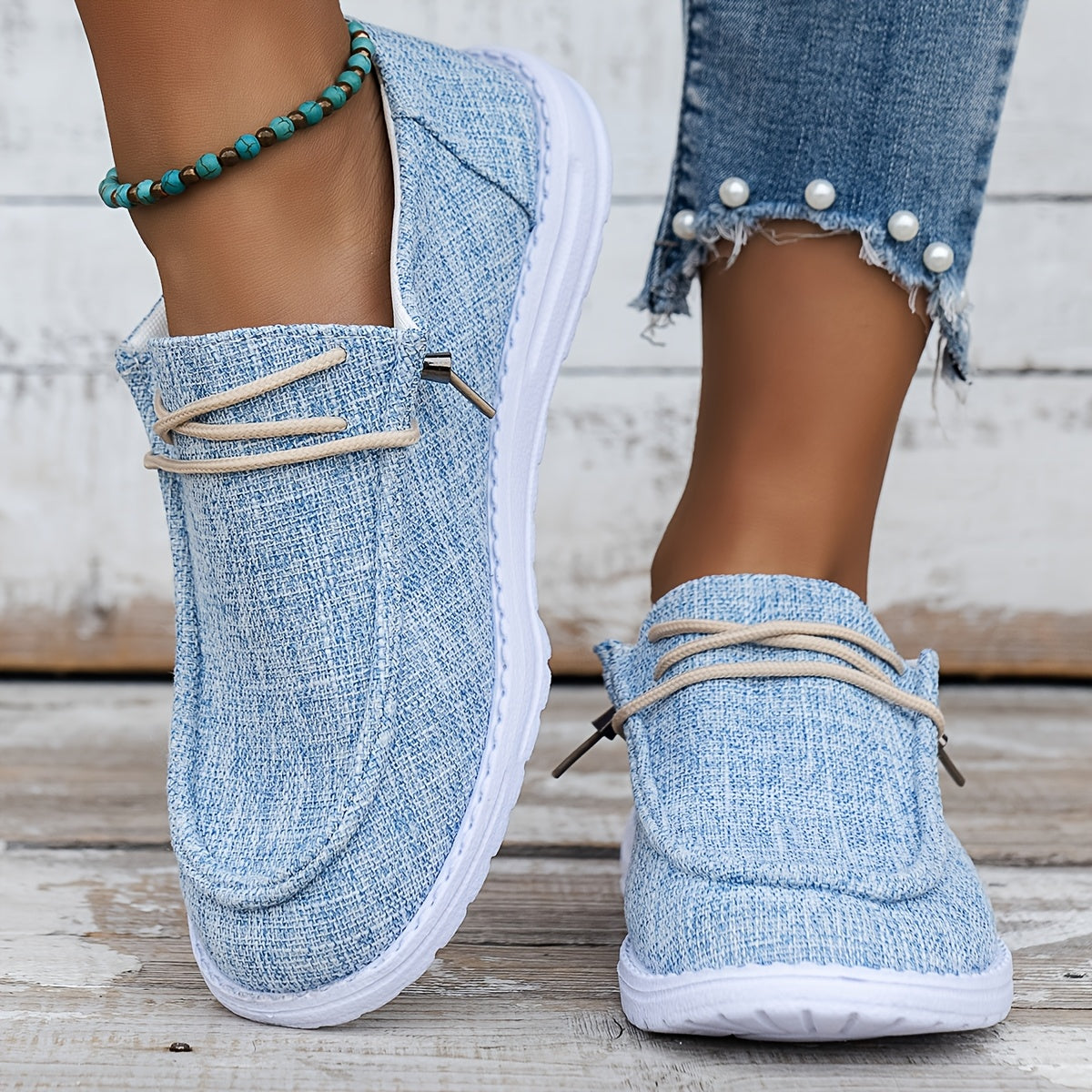 Women's Solid Color Canvas Shoes, Casual Lace Up Flat Sneakers, Women's Daily Travel Shoes Lady T Fashions