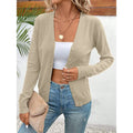Women's Long Sleeve V-Neck Button Down Cardigan Knit Shrugs Sweater Lady T Fashions