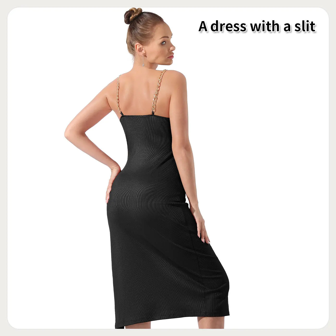 Women's Pure Color Halter Sleeveless Split Dress Lady T Fashions