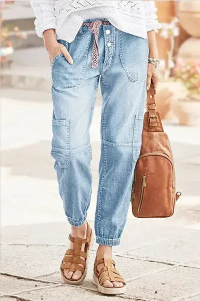 Women's High-Waist Lace-Up Jeans Wide-Leg Full-Length With Sexy Corset-Style Side Lacing Statement Denim For Parties And Festivals Lady T Fashions
