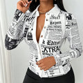 Women's Long Sleeve Casual Shirt - Spring&Fall Slim Fit Printed Blouse With Single Button Placket Lady T Fashions