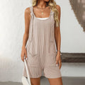 Womens Rompers Summer Casual Short Overalls Sleeveless Adjustable Tie Knot Strap Jumpsuits With Pockets Lady T Fashions