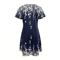 Women's Summer Boho Dress Vintage Floral Print Short Sleeve T-Shirt Sundress Beach Casual Dress Lady T Fashions