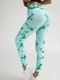 New Style Women's High-Waisted Yoga Leggings With Hollow-Out & Tie-Dye Design Lady T Fashions