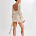 Fashion Slim Long-sleeved Dress Y2K Sexy Hip-hugging V-shaped Backless Short Dresses Womens Clothing Lady T Fashions