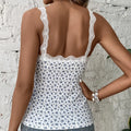 Ladies' Floral Print Lace Decoration Fashion Camisole Top Lady T Fashions