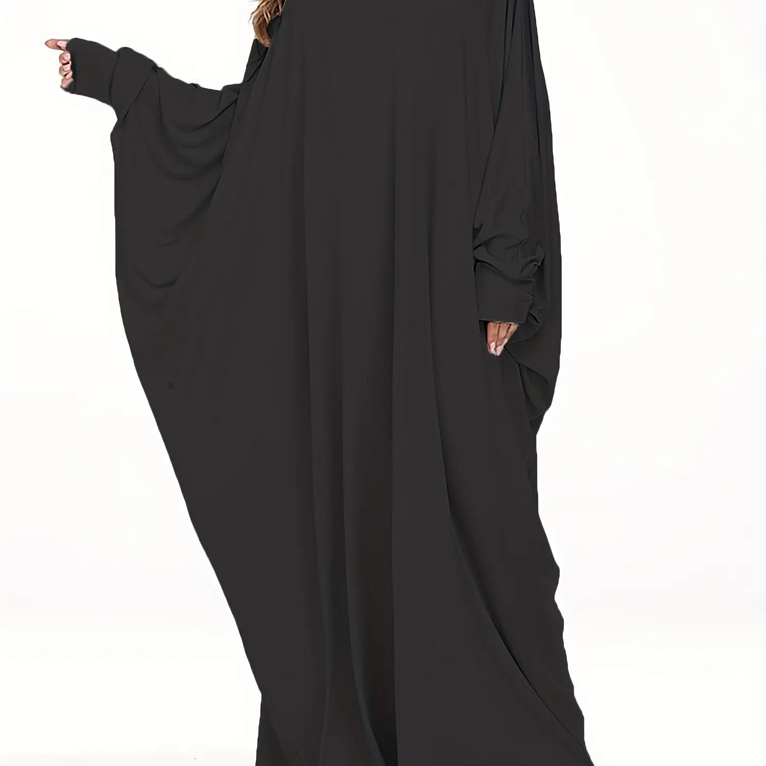 Elegant Long-Sleeve Batwing Tunic Dress for Plus Size Women - Loose Fit, Polyester, Solid Brown, All-Season Wear, Pullover Style, Comfortable Sandals, Plus Size Clothing | Elegant Tunic Dress | Polyester Fabric Lady T Fashions