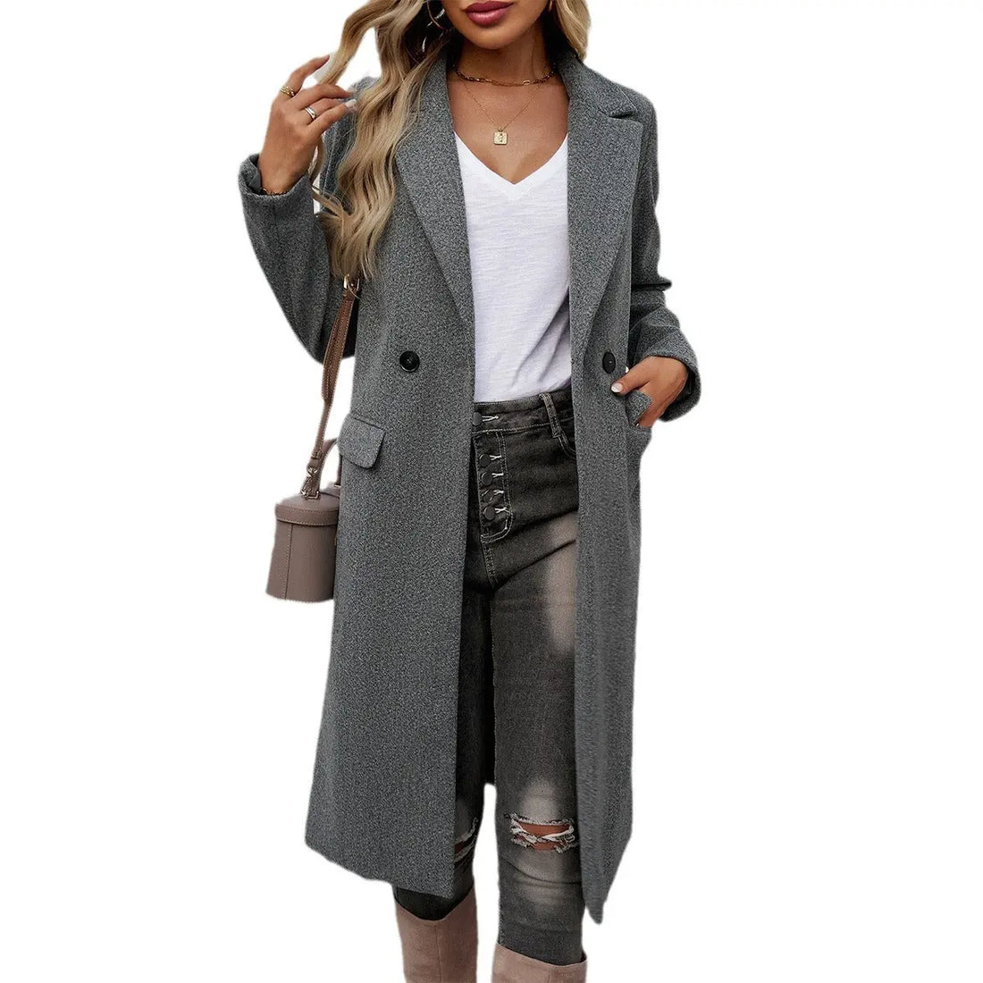 Lady Temperament Commuting Turn-down Collar Coat Lady T Fashions