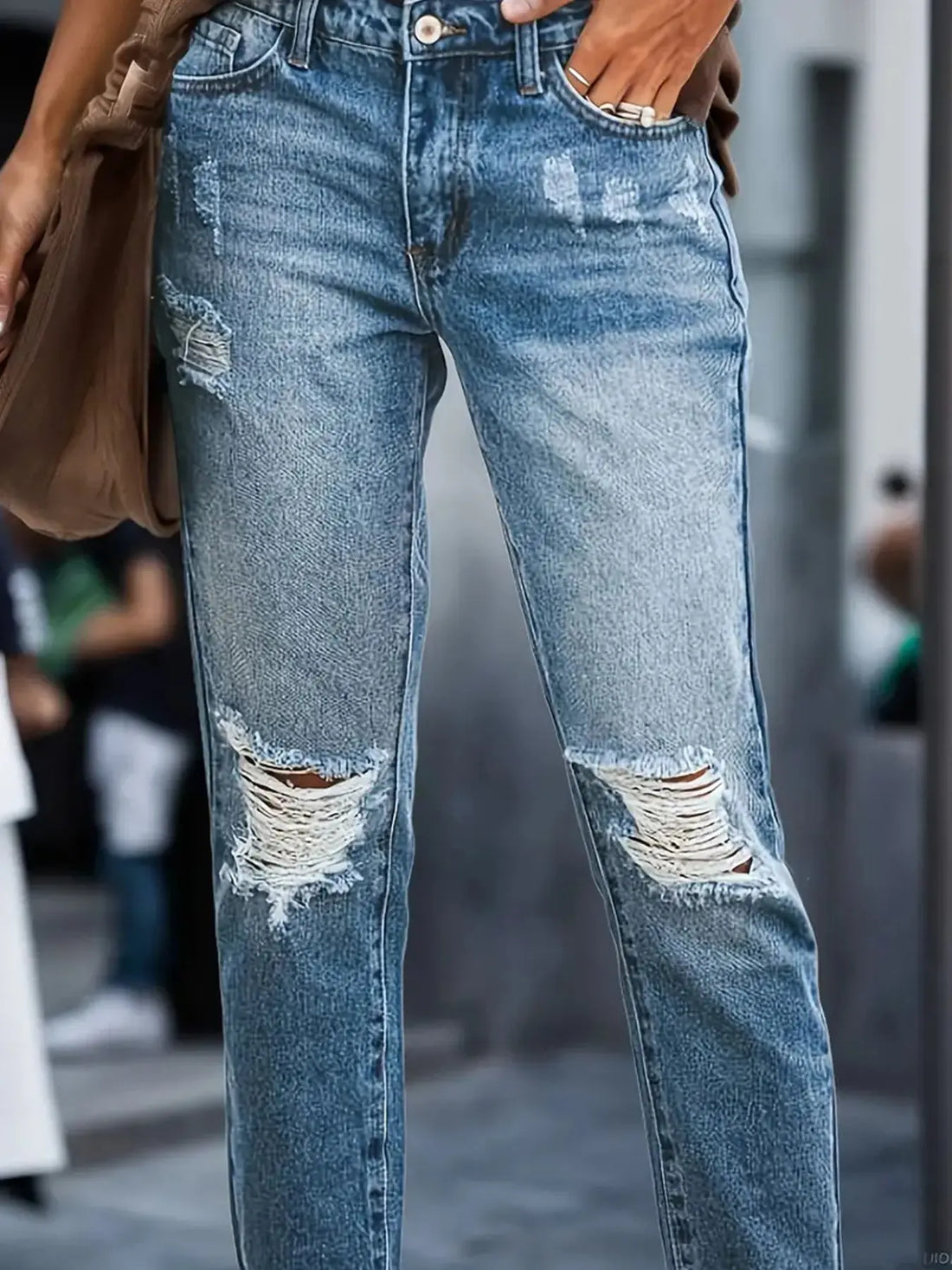 Stretchy Boyfriend Jeans For Women - Ripped, Distressed, Comfortable Denim Pants With Five-Pocket Design, Faded Wash, And Relaxed Fit Amazon Don't Sell Lady T Fashions