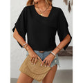Womens Tops Dressy Casual 3 4 Sleeve Asymmetrical V Neck Work Shirts Blouses Lady T Fashions