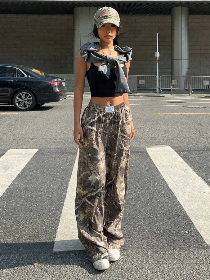 Slimming Casual Pants Hip Hop Retro Street Multi-pocket Camouflage Cargo Pants For Women Y2k Hip-hop Cargo Grunge Baggy Trousers Lady T Fashions