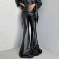 Leather Stitching Tight Flared Pants Lady T Fashions