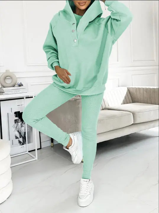 Women's Solid Color Vest Hoodie And Pants Set Lady T Fashions
