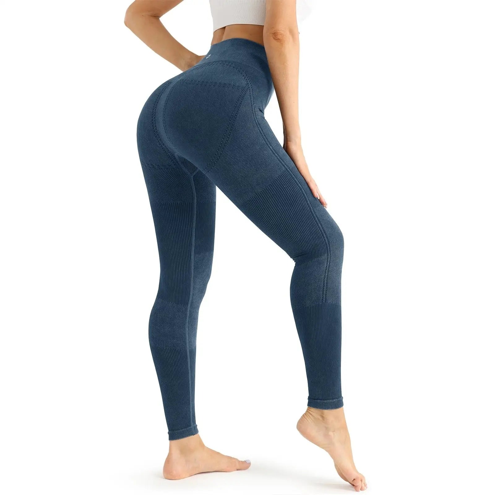 Womens Ribbed Seamless Leggings High Waisted Tummy Control Workout Full Length Yoga Pants Lady T Fashions