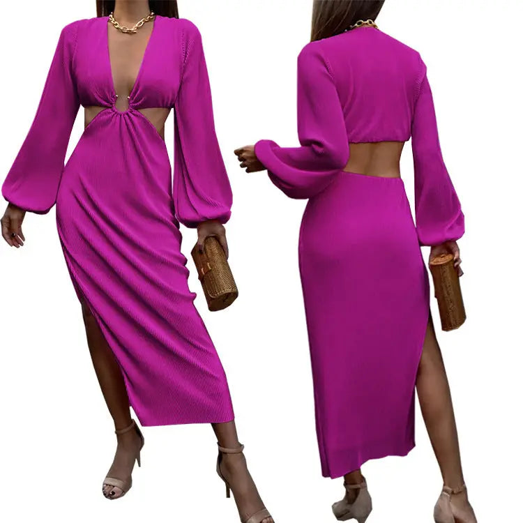 Autumn Fashion Pressed Pleated Waistless Women's Dresses Lady T Fashions