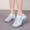 Women's Daisy Knitted Sock Sneakers, Breathable & Comfortable Lace Up Sports Shoes, Casual Running Walking Sneakers Lady T Fashions
