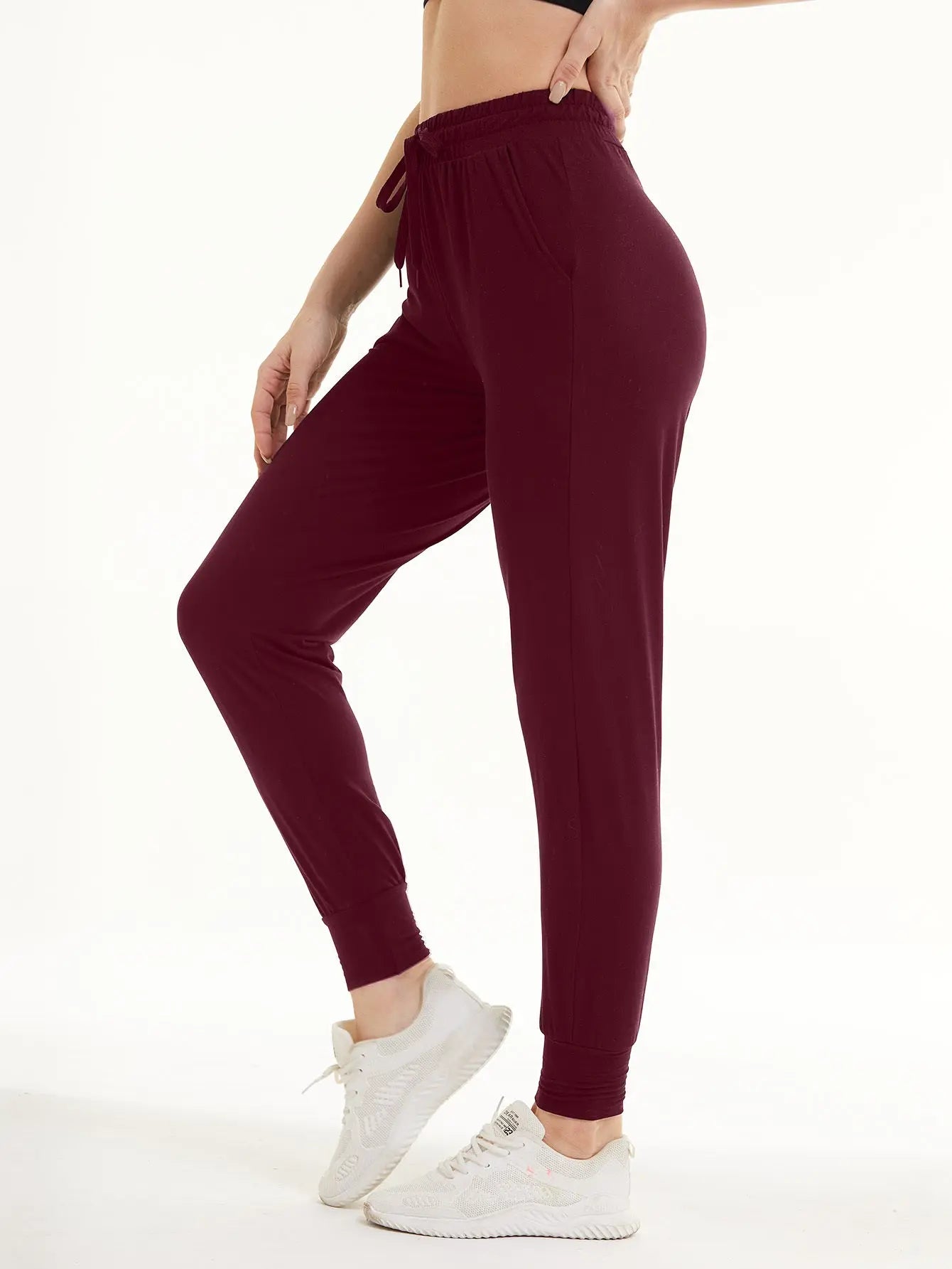 Sweatpants - Cropped New Solid Color Deep Crimson Lady T Fashions