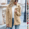 Loose Lapel Fluffy Coat Winter Button Jacket Cardigan Outwear For Women Clothing Lady T Fashions