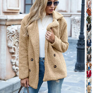 Loose Lapel Fluffy Coat Winter Button Jacket Cardigan Outwear For Women Clothing Lady T Fashions
