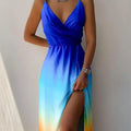 V-neck Slit Sling Dress Summer Fashion Sexy Slim Suspender Dresses For Women Clothing Lady T Fashions