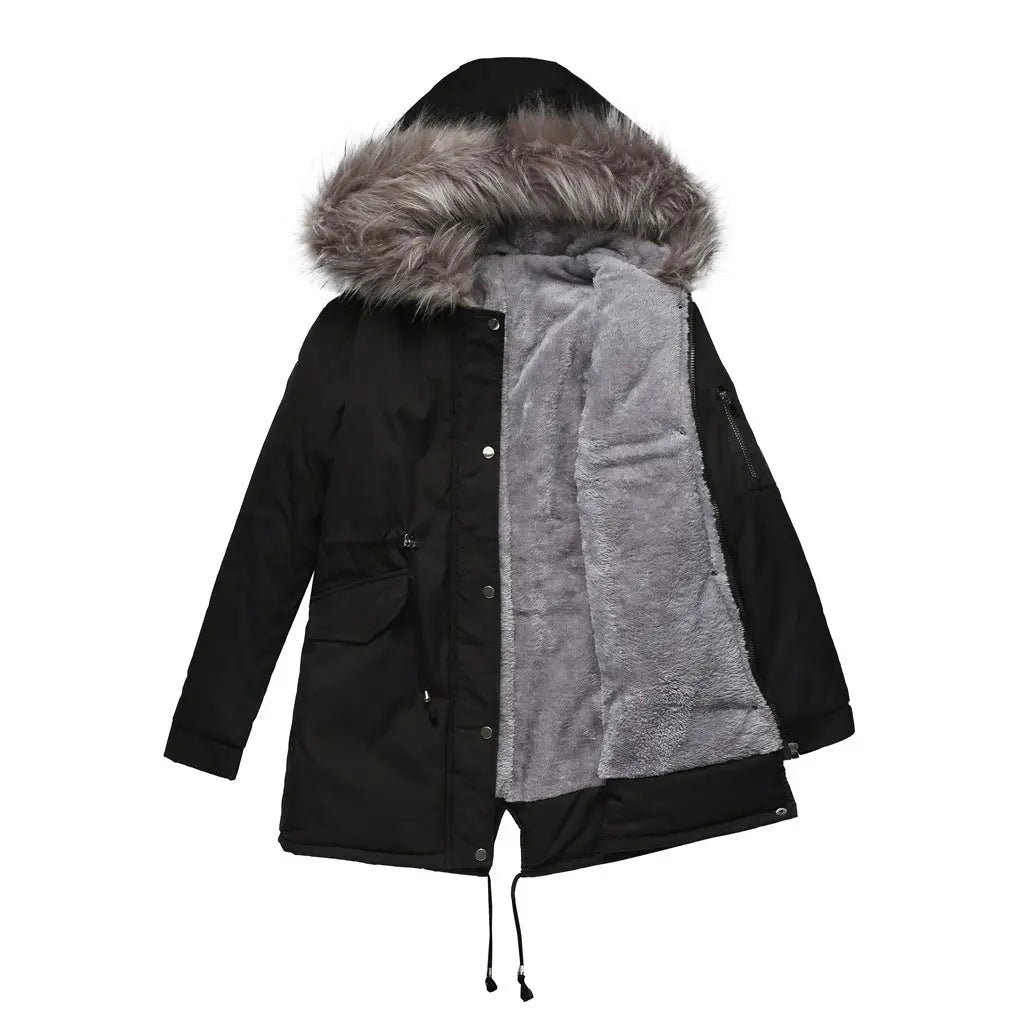 Parka Cotton-padded Coat Mid-length Hooded Lady T Fashions